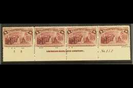 1893 8c Magenta Columbian Expo, SG 241 (Scott 236), Plate Number Strip Of Four With Full Imprint And Letter,... - Other & Unclassified