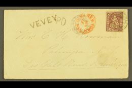 1873 (8 Apr) Env To The USA Bearing The 50c Purple (SG 67 / Zum 43) Tied Geneve - Sion Cds With Another Strike... - Other & Unclassified