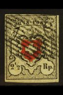 1850 2½r "Orts Post" Black And Red With Full Frame To Cross, SG 1 (Michel 5 I), Used With 4 Margins Showing... - Other & Unclassified