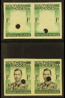 1937 1s IMPERFORATE Plate Proofs Ex Waterlow Archive, Two Pairs On Gummed Paper With Security Punctures, One In... - Rodesia Del Sur (...-1964)