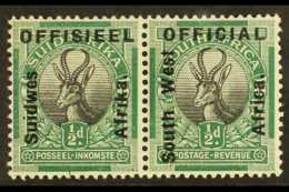 OFFICIALS 1927 ½d Black & Green, SG 01, Never Hinged Mint Pair For More Images, Please Visit... - África Del Sudoeste (1923-1990)