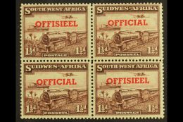 OFFICIAL 1951-2 1½d TRANSPOSED OVERPRINTS In A Block Of Four, SG O25a, Top Pair Lightly Hinged, Lower Pair... - Zuidwest-Afrika (1923-1990)