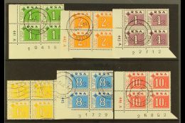 POSTAGE DUES 1972 Set In Blocks Of 4, Mostly Cylinders, SG D75/80, Used, Cancelled To Order (6 Blocks). For More... - Non Classés