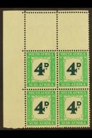POSTAGE DUES 1950-8 4d Deep Myrtle-green & Emerald, CRUDE RETOUCH VARIETY In Corner Block Of 4, SG D42a, Never... - Unclassified