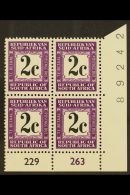 POSTAGE DUE 1971 2c Black & Deep Reddish Violet, Perf.14, Cylinder Block Of 4, SG D71, Never Hinged Mint. For... - Unclassified