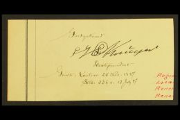 PAUL KRUGER Signature On Part Of 1887 Document. For More Images, Please Visit... - Unclassified