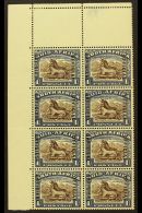 OFFICIALS 1935-49 1s Brown & Grey-blue, Issue 4, Corner Marginal Block Of 8, SG O25, Stamps Never Hinged Mint,... - Non Classés