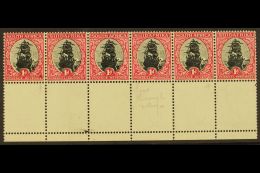 1930-44 1d Black & Carmine, Type I, Horizontal Strip Of Six From Base Of Sheet, Issue 6 With Varieties Black... - Ohne Zuordnung