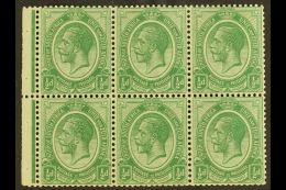 1921-2 BOOKLET PANE ½d Green, Watermark Inverted, Pane Of 6 With Binding Margin, SG 3, Never Hinged Mint.... - Zonder Classificatie