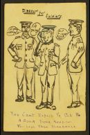 1918 HAND ILLUSTRATED POSTCARD KGV ½d Stationery Postcard, Hand-drawn Illustration Of A Soldier Flanked By... - Sin Clasificación