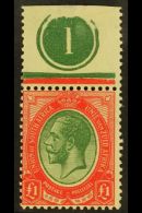 1913-24 £1 Green & Red (deeper Shade Of Green), With PLATE NUMBER IN TOP MARGIN, SG 17, Hinged In... - Ohne Zuordnung