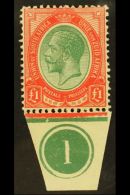 1913-24 £1 Green & Red, With PLATE NUMBER IN MARGIN AT BASE, SG 17, Very Fine Mint. For More Images,... - Ohne Zuordnung