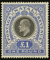 NATAL 1902 £1 Black & Bright Blue, SG 142, Fine Mint, Fresh. For More Images, Please Visit... - Unclassified