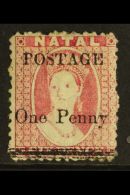 NATAL 1877 1d On 6d Rose, SG 93, Mint, Heavyish Hinge, Otherwise Fine And Fresh.  For More Images, Please Visit... - Ohne Zuordnung