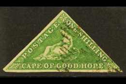 CAPE OF GOOD HOPE 1855-63 1s Bright Yellow-green On White Paper, SG 8, Fine Used With Light Cancel, Three Margins.... - Non Classés