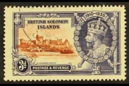 1935 3d Brown And Deep Blue, Silver Jubilee Variety "Diagonal Line By Turret", SG 54f, Very Fine Used With Variety... - Salomonseilanden (...-1978)