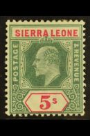 1903 5s Green And Carmine, Wmk Crown CA, SG 84, Very Fine Mint For More Images, Please Visit... - Sierra Leona (...-1960)