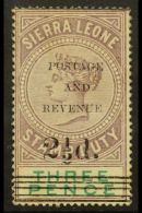 1897 2½d On 3d Dull Purple And Green, Type 12 Overprint SG 58, Mint With One Shorter Perf At Top, And Upper... - Sierra Leona (...-1960)