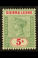 1896 5s Green And Carmine, SG 52, Never Hinged Mint With Small Printing Flaw Within Frame At Base. Unusual. For... - Sierra Leona (...-1960)