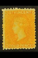 1869 4d Yellow, SG 12, Fine Mint With Lovely Rich Colour. Cat £350 For More Images, Please Visit... - St.Vincent (...-1979)