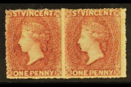 1861 1d Rose- Red, SG 1, Lightly Hinged Mint PAIR With Sismondo Certificate. Scarce Multiple. For More Images,... - St.Vincent (...-1979)