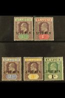 1902 Ed VII Set, Wmk CA, Ovptd "Specimen", SG 58s/62s, Very Fine Never Hinged Mint. (5 Stamps) For More Images,... - St.Lucia (...-1978)