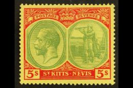 1929 5s Green And Red/yellow, SG 47c, Very Fine Mint. For More Images, Please Visit... - St.Kitts And Nevis ( 1983-...)