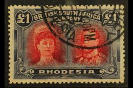 1910-13 £1 Rose Red And Bluish Black Double Head, SG 166, Neat Part Salisbury Remainder Cds, Tiny Hinge... - Other & Unclassified