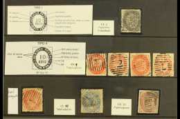 PORTUGUESE INDIA 1871 NUMERAL TYPES - USED SELECTION On A Stock Card, All Identified With Specialized Notations /... - Andere & Zonder Classificatie