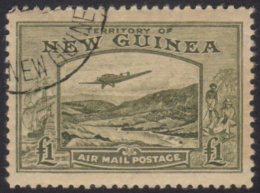 1939 Air £1 Olive-green "Bulolo Goldfields", SG 225, Very Fine Used. For More Images, Please Visit... - Papua-Neuguinea