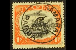 1907 1s Black And Orange, Small Papua, P.12½, SG 58, Very Fine Used Samarai Cds. For More Images, Please... - Papua-Neuguinea