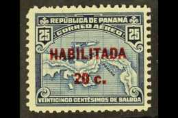 1932 20c On 25c Blue Air Surcharge 17mm Long (Scott C16A, SG 260a), Fine Mint, Fresh. For More Images, Please... - Panama