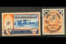 1972 SURCHARGES (6 Jun - 1 July) 25B On 1r And 25b On 40b, SG 144/145, Good Used, The 25B On 1r With Light Crease,... - Omán