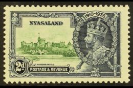 1935 2d Green And Indigo Silver Jubilee, Variety "Bird By Turret", SG 124m, Very Fine And Fresh Mint. For More... - Nyassaland (1907-1953)