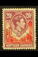 1938-52 20s Carmine Red An Rose Purple, SG 45, Fine Cds Used.  For More Images, Please Visit... - Northern Rhodesia (...-1963)