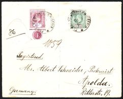 1910 (1st Sep) Envelope Registered To Germany (Apolda) Via Plymouth, Bearing 6d And 1s Chalky Papers, SG 25a/26a,... - Nigeria (...-1960)