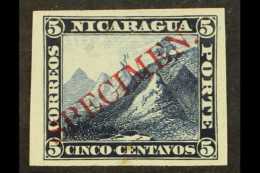 1869-71 5c "Liberty Cap On Mountain Peak" (as Scott 5) IMPERF In Blue Black On Ungummed India Paper, With Red... - Nicaragua
