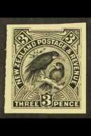 1898 3d Huia (as SG 251)) - A Very Fine IMPERF PROOF In Black On Wove Paper. For More Images, Please Visit... - Sonstige & Ohne Zuordnung
