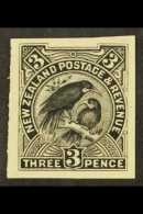 1898 3d Huia (as SG 251)) - A Very Fine IMPERF PROOF In Black On Wove Paper. For More Images, Please Visit... - Otros & Sin Clasificación