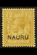 1916 1s Bistre Brown, Variety "double Ovpt, One Albino", SG 12a, Fine Mint. For More Images, Please Visit... - Nauru