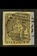 1859 6d Dull Purple-slate, SG 33, Superb Used On Piece With Good Margins All Round And Tied By Neat Barred Circle... - Mauricio (...-1967)