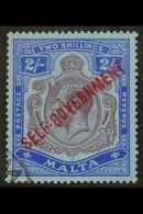 1922 2s Purple And Blue/blue, Wmk Mult Crown CA, Overprinted "SELF-GOVERNMENT", SG 111, Very Fine Used With Neat... - Malta (...-1964)