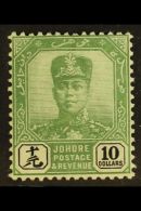 JOHORE 1918-20 $10 Green & Black, SG 102, Fine Mint, Very Fresh. For More Images, Please Visit... - Autres & Non Classés