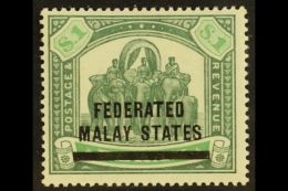 FMS 1900 $1 Green & Pale Green Overprint On Perak, SG 11, Fine Mint, Very Fresh & Attractive. For More... - Other & Unclassified