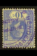 1921-33 10c Blue WMK INVERTED, SG 230w, Used With Lovely Violet Shipping Agency Cancel. For More Images, Please... - Straits Settlements