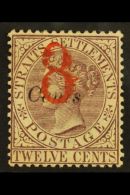 1884 "8" On 8c On 12c Dull Purple Surcharge, SG 80, Mint Part Og, Light Bend, Lovely Appearance. For More Images,... - Straits Settlements