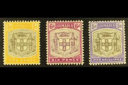 1905-11 5d, 6d And 5s "Arms", SG 43/45, Very Fine Mint. (3 Stamps)  For More Images, Please Visit... - Jamaïque (...-1961)