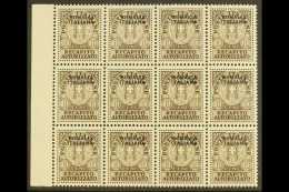 SOMALIA 1939 10c Brown Recapito Autorizzato, Sass 1, Superb NEVER HINGED MINT Marginal Block Of 12. Each Signed... - Otros & Sin Clasificación