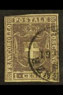 TUSCANY 1860 1c Dull Purple Provisional Govt, Violet Brown, Sassone 17, Very Fine Used With 4 Margins Just... - Non Classés