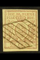 PARMA 1857-59 25c Brown Lilac , Sass 10, Very Fine Used, Barred Diamond Cancel. Lovely Stamp, Cat €350... - Ohne Zuordnung